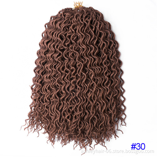 18 Inch 24 Strands 100% Synthetic Braids Hair Goddess Wavy Faux Locs Curly Crochet